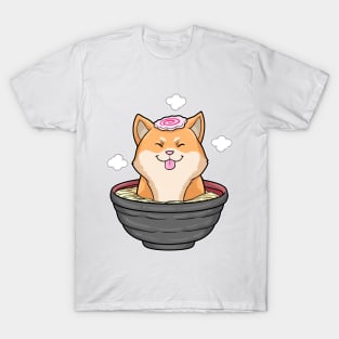 Dog with Bowl of Ramen Soup T-Shirt